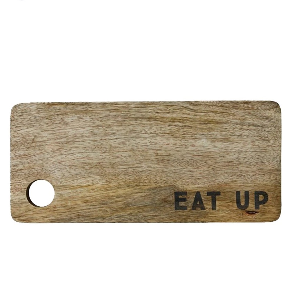 NWOT, Creative Co-Op Mango Wood “Eat Up” Cutting Board